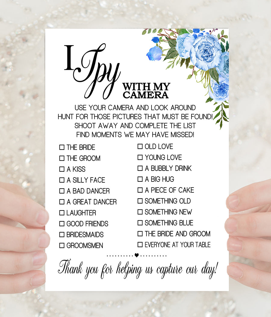 I Spy with my camera Wedding Reception activity game, Ready to Print, –  designsplusmore