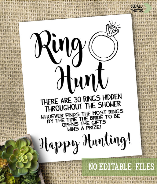Ring Hunt Bridal Shower Game, Ready to Print, simple modern minimalist G 102-29
