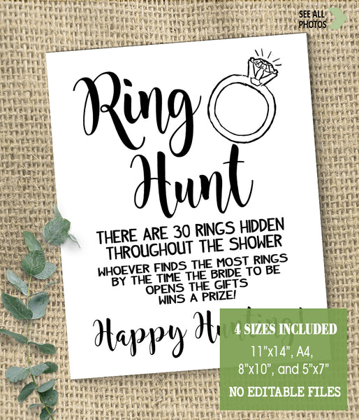 Ring Hunt Bridal Shower Game, Ready to Print, simple modern minimalist G 102-29