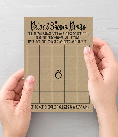 Bridal Shower Bingo Game, Ready to Print, Rustic Country chic G 101-01