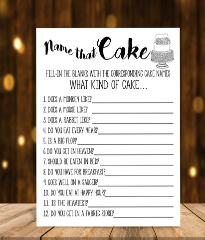 Name that Cake Bridal Shower game, Ready to Print, modern simple minimalist G 102-02