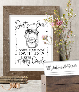 Date Jar ideas for Couple Bridal Shower Game, Ready to Print, minimalist simple modern G 102-03