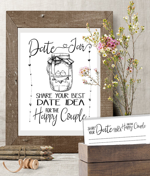 Date Jar ideas for Couple Bridal Shower Game, Ready to Print, minimalist simple modern G 102-03