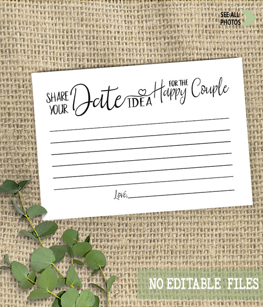 Date Jar ideas for Couple Bridal Shower Game, Ready to Print, minimalist simple modern G 102-03