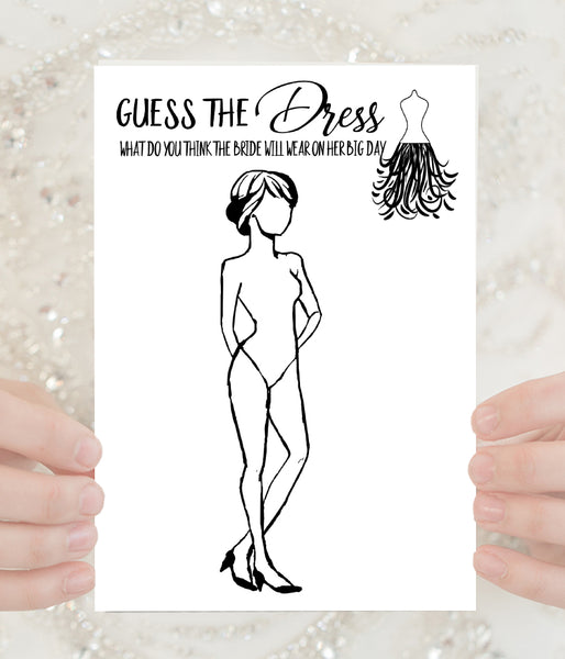 Guess the Bride Dress Bridal Shower game, Ready to Print, simple modern minimalist G 102-04