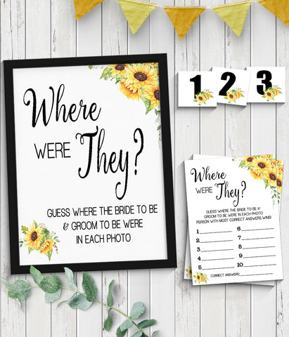 Where were They Bridal Shower Game, Ready to Print, sunflower country chic G 104-44