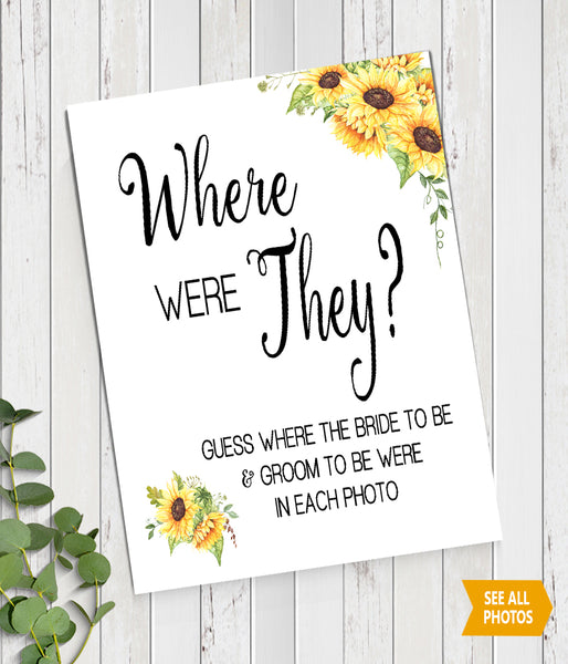 Where were They Bridal Shower Game, Ready to Print, sunflower country chic G 104-44