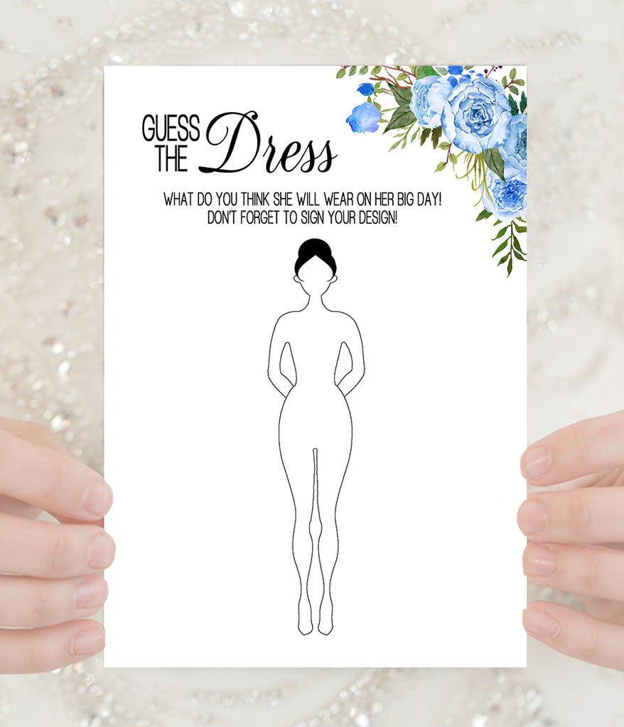 Guess the Bride Dress Bridal Shower game, Ready to Print, blue floral – designsplusmore guess-the-bride-dress-bridal-shower-game-ready-to-print-blue-floral-designsplusmore