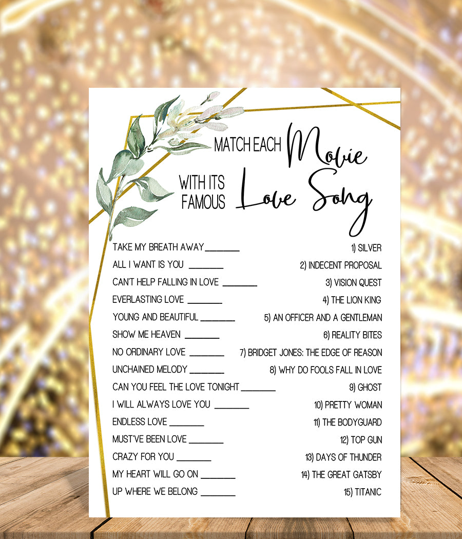 match-movie-with-love-song-bridal-shower-game-ready-to-print-greener-designsplusmore for Free Printable Movie Love Quotes Game Match Movie with love song Bridal Shower game, Ready to Print, greener – designsplusmore for Free Printable Movie Love Quotes Game