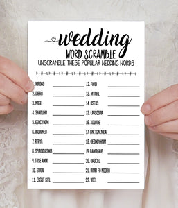 Wedding word scramble bridal shower game, Ready to Print, modern simple minimalist G 102-14