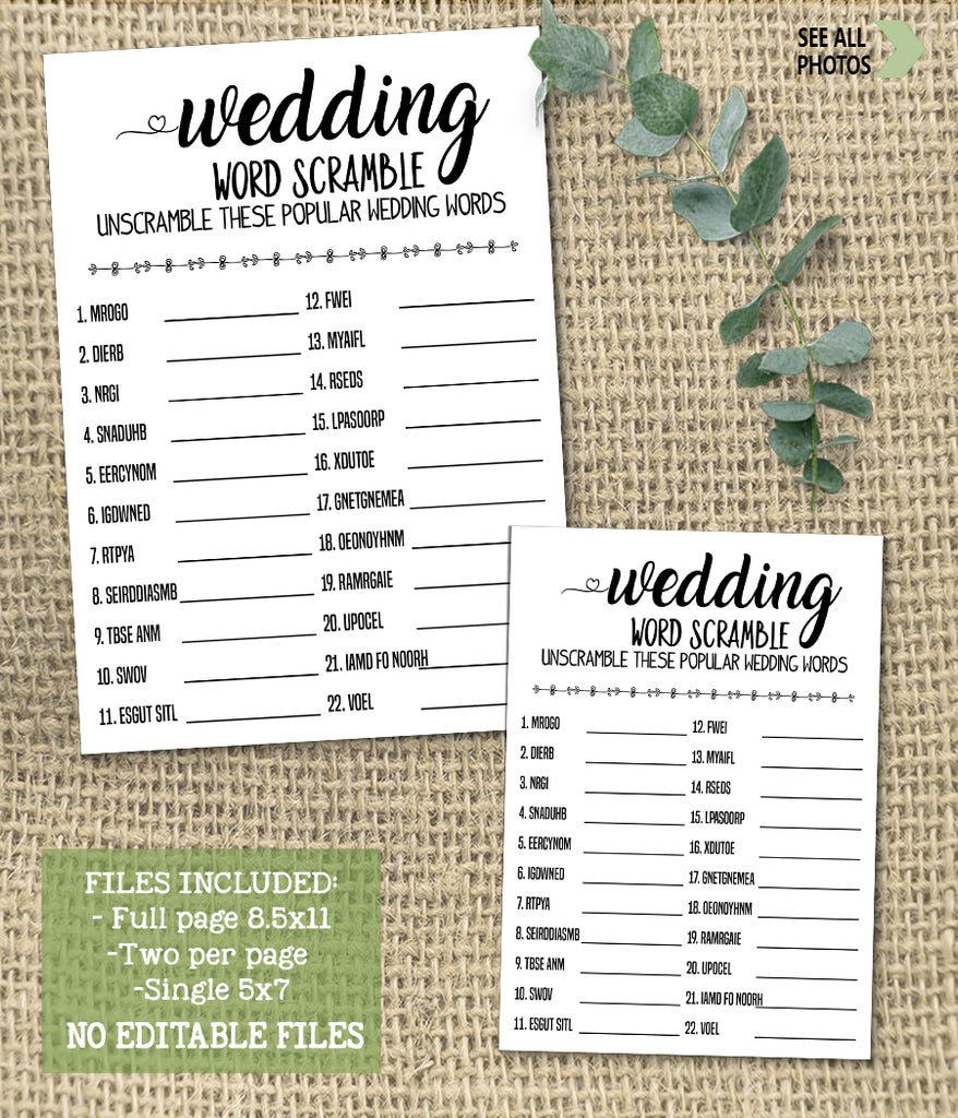 Wedding word scramble bridal shower game, Ready to Print, modern simpl – designsplusmore wedding-word-scramble-bridal-shower-game-ready-to-print-modern-simpl-designsplusmore