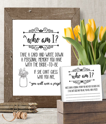 Who I am? Bridal Shower Game, Ready to Print, simple modern minimalist G 102-16