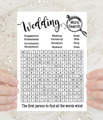 Wedding word search bridal shower game, Ready to Print, modern simple minimalist G 102-19