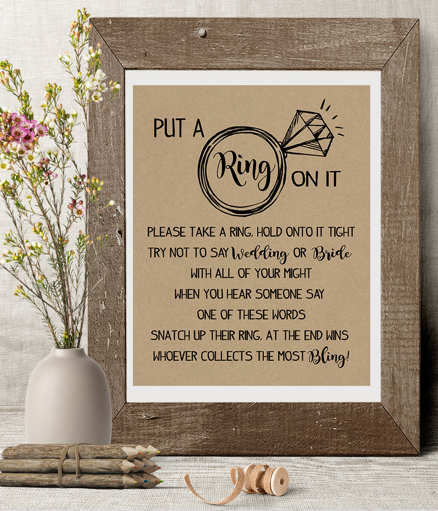 Put a Ring on It Bridal Shower Game Sign | Fun Express