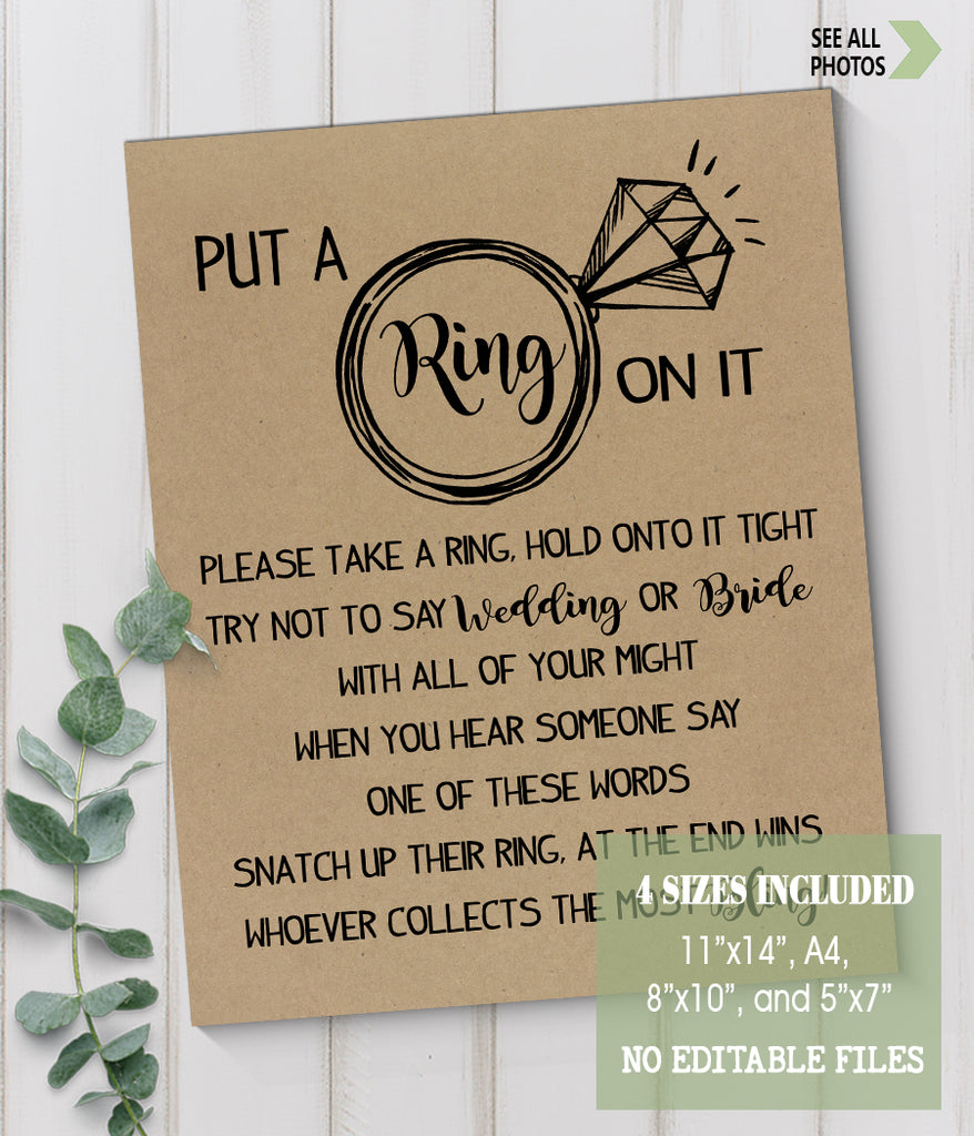 Put a Ring on It Bridal Shower Game with 50 Fake Rings Rustic Greenery  Theme ... | eBay
