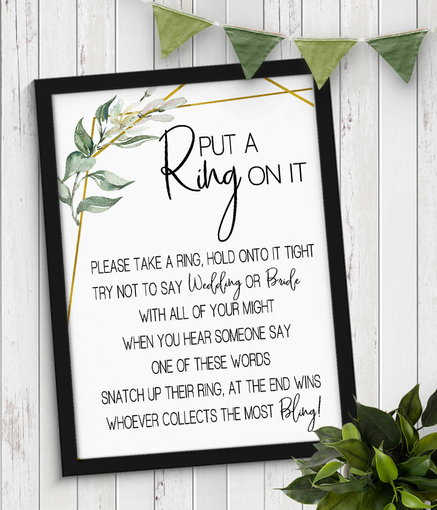 put-a-ring-on-it-bridal-shower-game-ready-to-print-greenery-gold-geo-designsplusmore