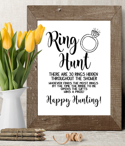 Ring Hunt Bridal Shower Game, Ready to Print, simple modern minimalist G 102-29