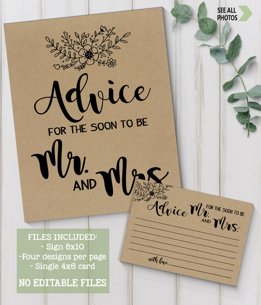 Advice for the Couple Bridal Shower Game, Ready to Print, simple minimalist G 101-32