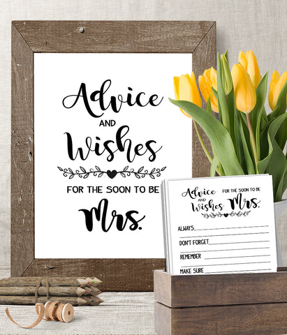 Advice for the Couple Bridal Shower Game, Ready to Print, simple minimalist G 101-32