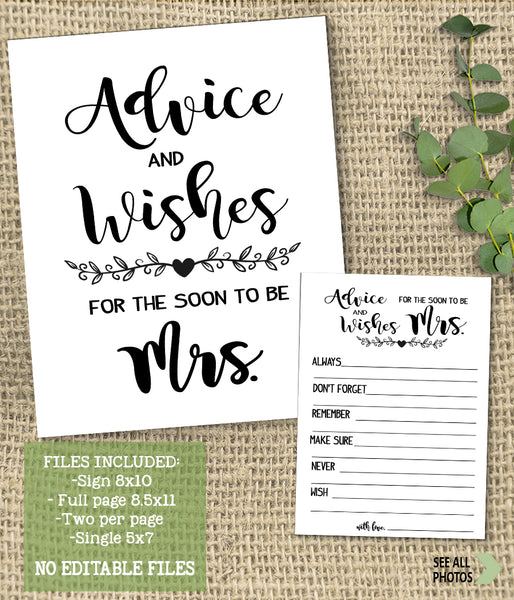 Advice for the Couple Bridal Shower Game, Ready to Print, simple minimalist G 101-32