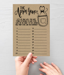 The Apron Bridal Shower game, Ready to Print, rustic country chic kraft back G 101-39