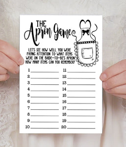 The Apron Bridal Shower game, Ready to Print, simple modern minimalist G 102-39