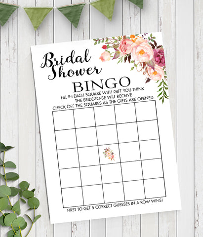 Bridal Shower Bingo Game, instant download